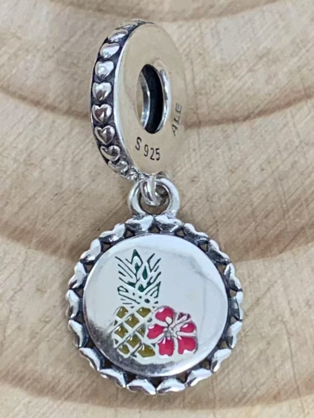 Pandora Aloha Hawaii Exclusive, Pineapple, Flowers Charm, S925 Silver Jewelry